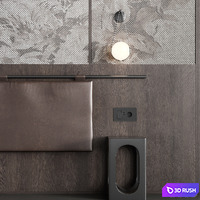 Wooden bedroom headboard 3D Model Vray, Corona