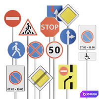 Road signs set. 3D Model Corona