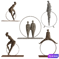 Human Sculptures 15 in circles 3D Model Vray, Corona