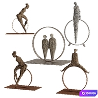 Human Sculptures 15 in circles 3D Model Vray, Corona