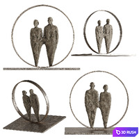 Human Sculptures 15 in circles 3D Model Vray, Corona