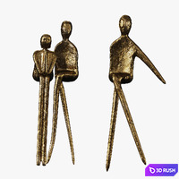Three people sculpture 3D Model Corona