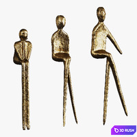 Three people sculpture 3D Model Corona