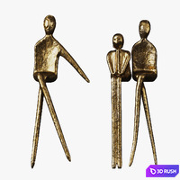 Three people sculpture 3D Model Corona