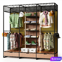 Clothesstore hanger 14 3D Model Vray, Corona