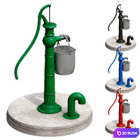 Outdoor water column with a bucket 3D Model Vray, Corona