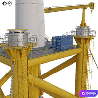 Wind generator industrial marine 3D Model Vray, Corona