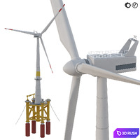 Wind generator industrial marine 3D Model Vray, Corona