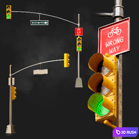 Traffic light set01 3D Model Vray, Corona