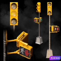 Traffic light set01 3D Model Vray, Corona