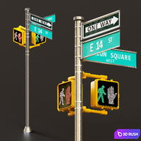 Traffic light set01 3D Model Vray, Corona