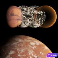 The planet Mars 3D Model Vray, Corona