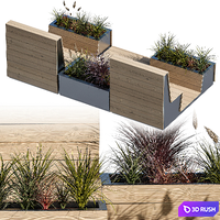 Parklet with two benches 3D Model Corona