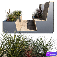 Parklet with two benches 3D Model Corona