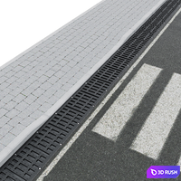 Curb, sidewalk, road tray 3D Model Corona