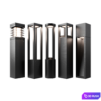 Pathway Lighting Set - Metal 3D Model Vray, Corona