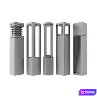 Pathway Lighting Set - Metal 3D Model Vray, Corona