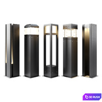 Pathway Lighting Set - Metal - Series 3 3D Model Vray, Corona