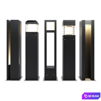 Pathway Lighting Set - Metal - Series 3 3D Model Vray, Corona