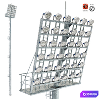 Lighting mast with stationary crown MGF-40-SR 3D Model Vray, Corona