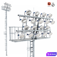 Lighting mast with stationary crown MGF-20-SR 3D Model Vray, Corona