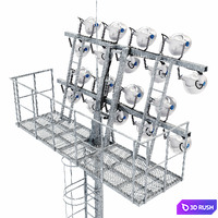 Lighting mast with stationary crown MGF-20-SR 3D Model Vray, Corona