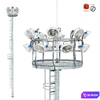 Lighting mast MGF-20-SR with round top 3D Model Vray, Corona
