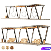 Pergola with swings, benches 2 3D Model Vray, Corona