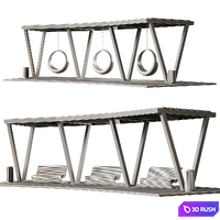 Pergola with swings, benches 2 3D Model Vray, Corona