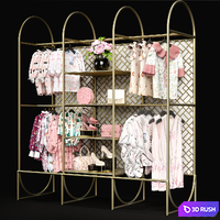Clothesstore hanger 17 3D Model Vray, Corona