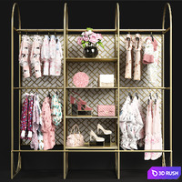 Clothesstore hanger 17 3D Model Vray, Corona