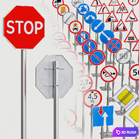 Road signs 3D Model Corona