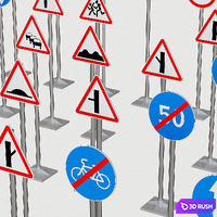 Road signs 3D Model Corona