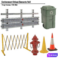Environment Urban Elements Vol1 3D Model Vray, Corona