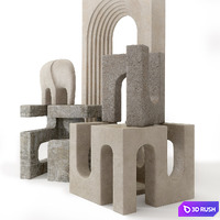 A set of sculptural decor in the architectural style. 3D Model Vray