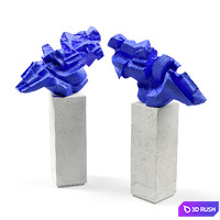 Cubist abstract modern sculpture 3D Model Vray, Corona