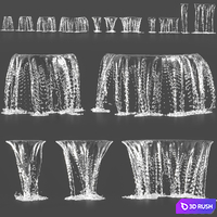 Water jets of waterfalls 3D Model Vray, Corona