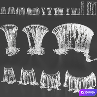 Water jets of waterfalls 3D Model Vray, Corona