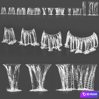 Water jets of waterfalls 3D Model Vray, Corona