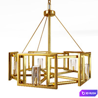 Marco 5 Light Chandelier White Gold with Clear Glass 3D Model Vray, Corona