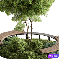 Urban Furniture Bench with Plants 66 3D Model Vray, Corona