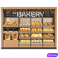 Showcase with bread and pastries. Bakery
