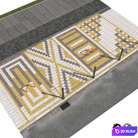 Car parking, sidewalk, road 3D Model Vray, Corona