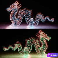 Dragon made of garlands 3D Model Corona