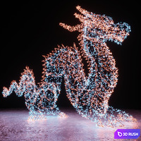 Dragon made of garlands 3D Model Corona
