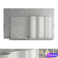 Decorative wall with fireplace set 58 3D Model Vray, Corona