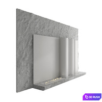 Decorative wall with fireplace set 58 3D Model Vray, Corona