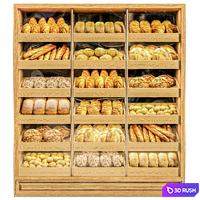 Showcase in a bakery with pastries 2. Bread 3D Model Corona