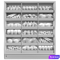 Showcase in a bakery with pastries 2. Bread 3D Model Corona