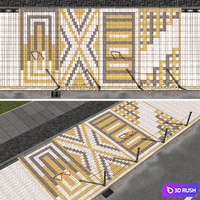 Car parking, sidewalk, road 3D Model Vray, Corona